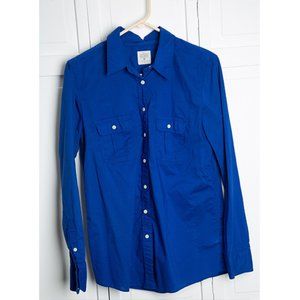 Gap Fitted Boyfriend Shirt Button-Down Bright Blue